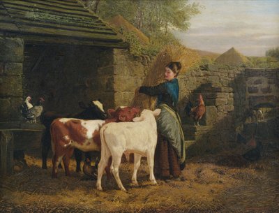 Peasant Woman with Three Calves by Henry Hetherington Emmerson